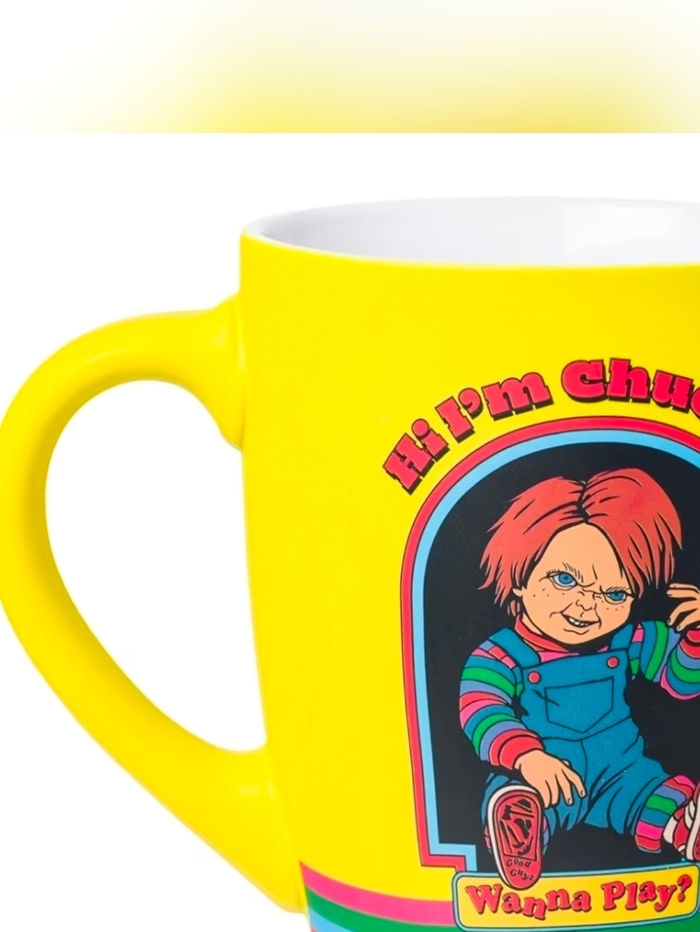 Chucky Horror Mug 25oz Soft Touch Double Sided “Hi I’m Chucky Wanna Play” - Picture 2 of 4